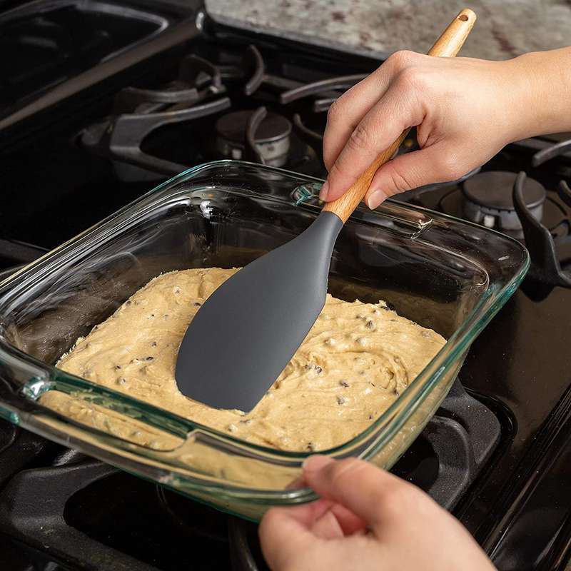 Silicone Slotted Utensils With Wooden Handle-7 sets - Spatula