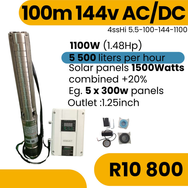 100m 144V  AC/DC Solar Borehole Pump