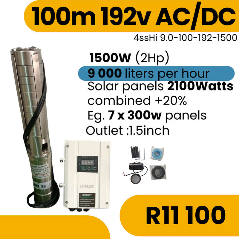100m 192V AC/DC Solar Borehole Pump