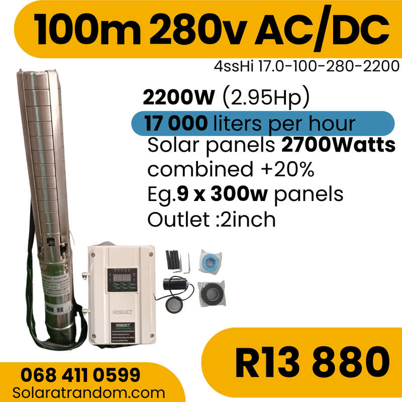 100m 290V AC/DC Solar Borehole Pump