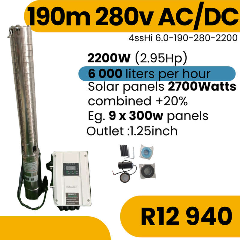 190m 280V AC/DC Solar Borehole Pump
