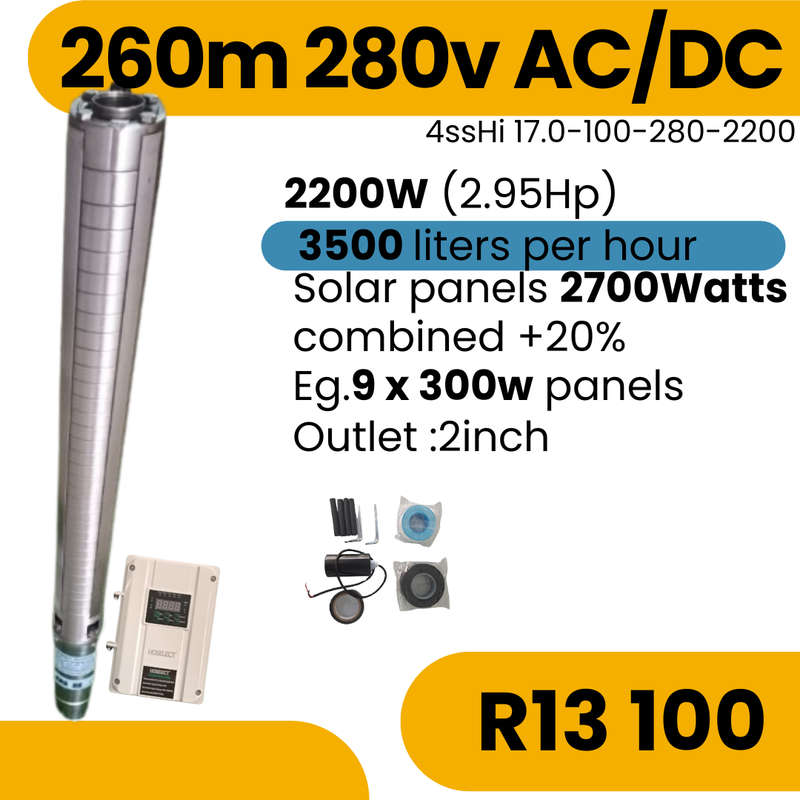 260m 280v AC/DC Solar Borehole Pump