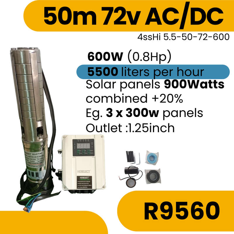 50m 72V AC/DC Solar Borehole Pump