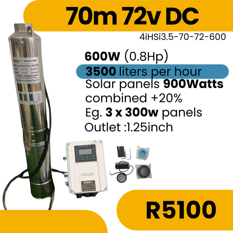 70m 72V DC Solar Borehole Pump