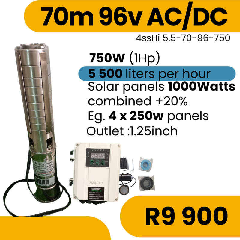 70m 96V AC/DC Solar Borehole Pump