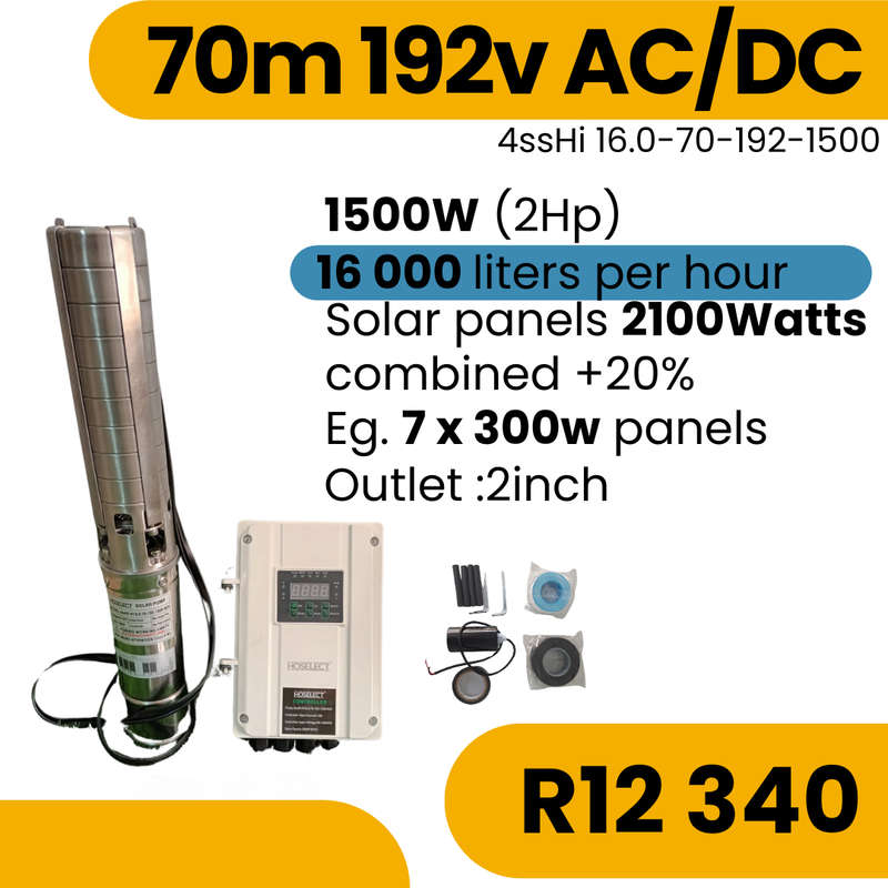 70m 192V AC/DC Solar Borehole Pump