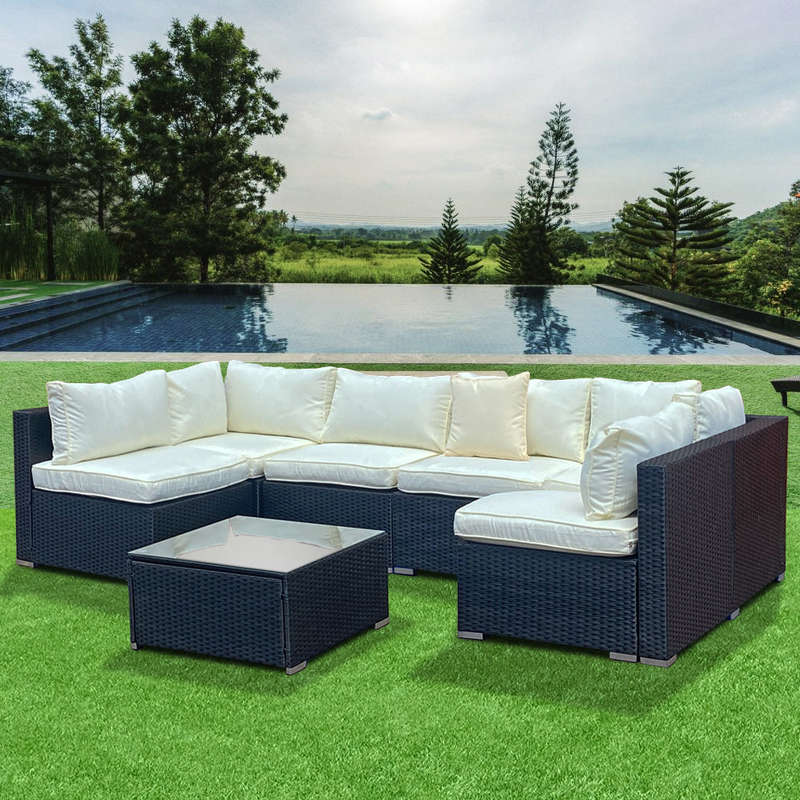 Shayd - 7PC Bali Outdoor Rattan 6-Seater Patio Set