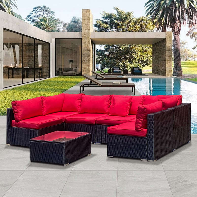 Shayd - 7PC Bali Outdoor Rattan 6-Seater Patio Set