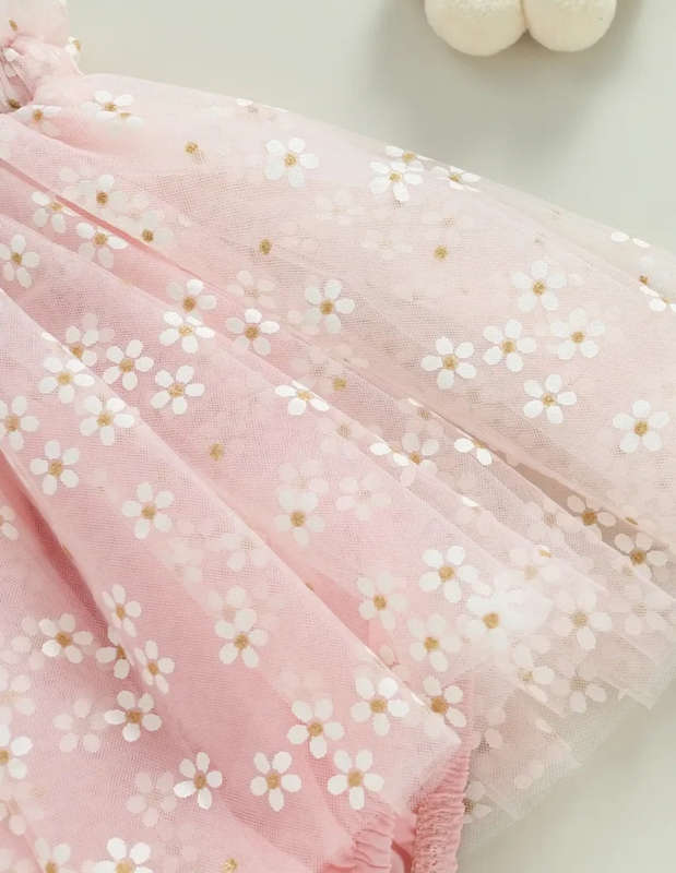 Pink Daisy Tulle Romper  #1000191