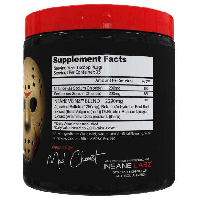 Insane Veinz Non Stimulant Pre-Workout Powder - 147g
