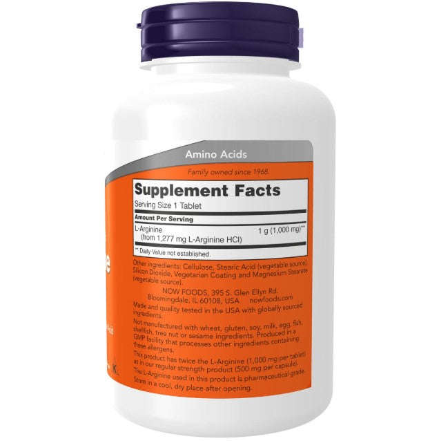 NOW Foods L-Arginine, Double Strength 1000 mg - 120 Tablets
