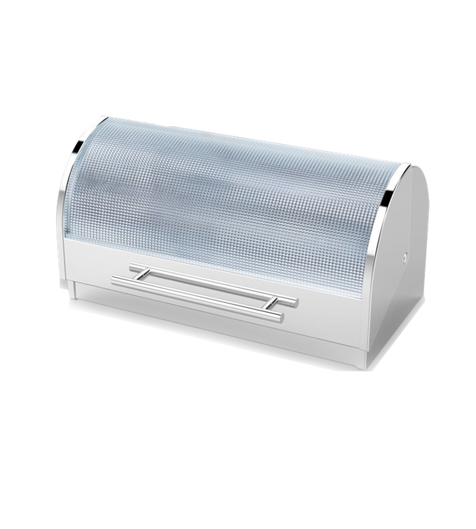 Stainless Steel Bread Bin With Hobnail Glass Cover (PLEASE READ DESCRIPTION)