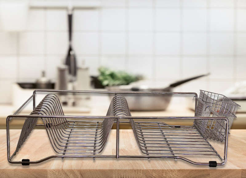 Chrome Dish Rack with Cutlery Holder (PLEASE READ DESCRIPTION)