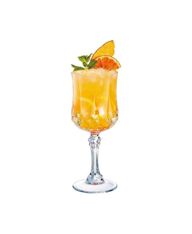 6 Piece Clear White Goblet Wine Glass Set