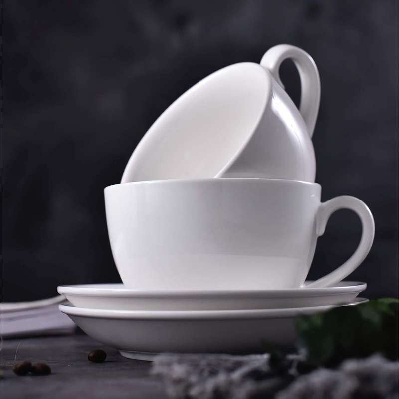 Brand-New  12 Piece White Porcelain Cup and Saucer Set