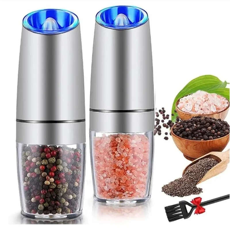 1pc Gravity Electric Pepper Grinder Salt Or Pepper Mill Adjustable Coarseness Battery Powered Wi