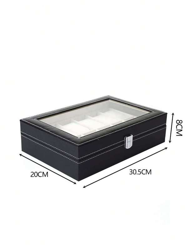 1pc Black Leather Watch Box
