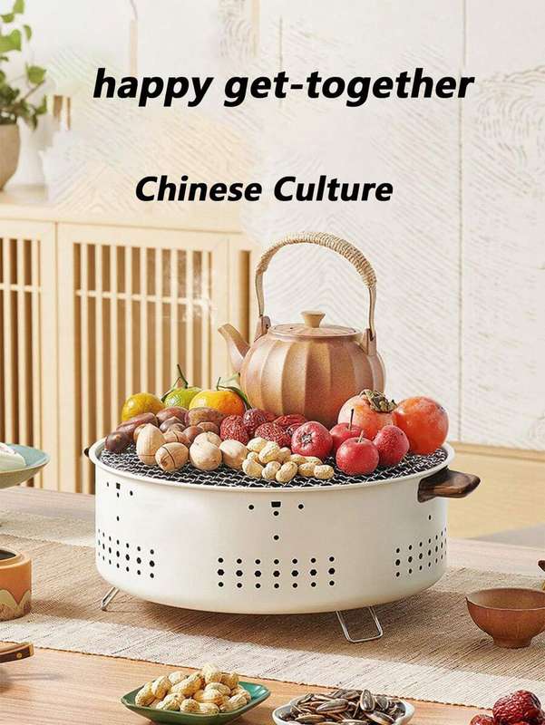 1pc Outdoor Fire Pit With Anti-Scalding Fence For Tea-Making Courtyard Indoor Heating