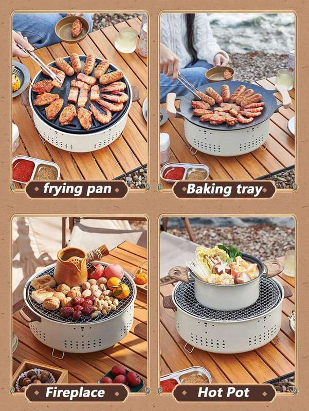 1pc Outdoor Fire Pit With Anti-Scalding Fence For Tea-Making Courtyard Indoor Heating