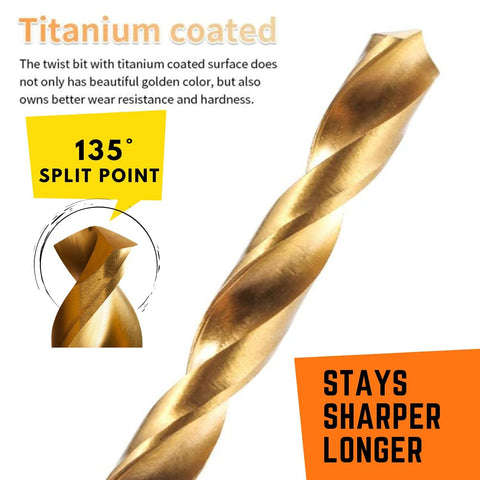 99 Piece Hss Titanium Coated High Speed Steel Drill Bit Set Power Tool Accessories Comes With Box