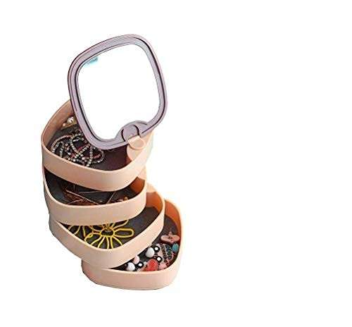 4-Layer Rotatable Jewelry Accessory Storage Tray with Lid for Rings Bracelets