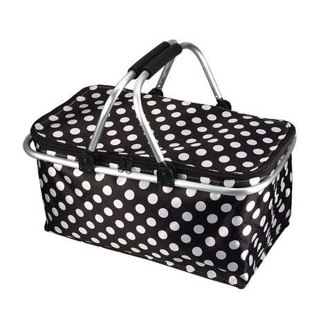 30L Foldable Camping Picnic Basket Insulated Bag Portable Basket With Aluminum Handle