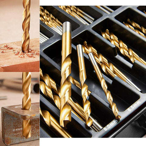 99 Piece Hss Titanium Coated High Speed Steel Drill Bit Set Power Tool Accessories Comes With Box