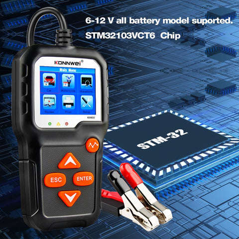 KONNWEI KW650 Car Motorcycle BatteryTester 12V 6V Battery System Analyzer 2000CCA Charging Cranking