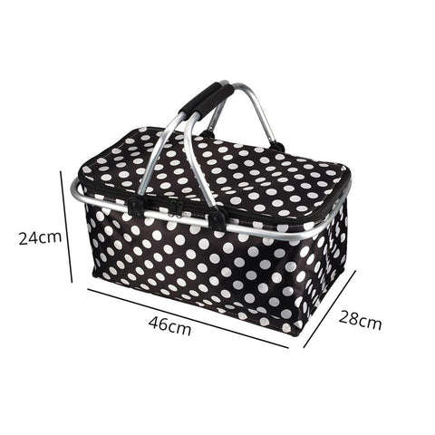 30L Foldable Camping Picnic Basket Insulated Bag Portable Basket With Aluminum Handle