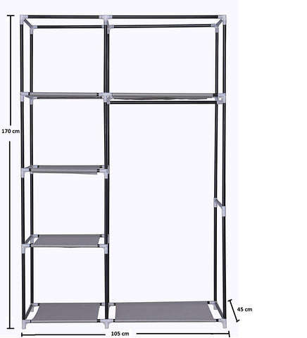Collapsible Organizer Storage for Clothes Cupboard Closet with 5 Cabinets & 1 Long Shelves Foldable