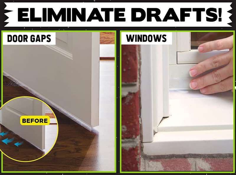 Alien Draft Seal Under Door Draft Stopper 1 Roll 195 in. Anti-Drip Adhesive and Flexible Flap to Sea