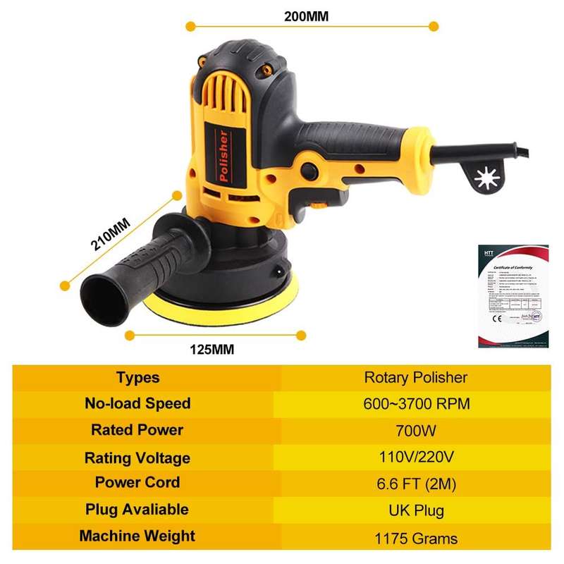 PXIN 5`` Rotary Car Polisher Buffer Waxing Machine Variable Speed Polish Towel Pad Kit