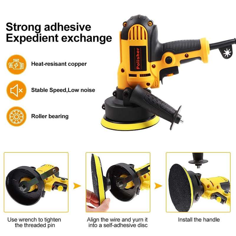 PXIN 5`` Rotary Car Polisher Buffer Waxing Machine Variable Speed Polish Towel Pad Kit