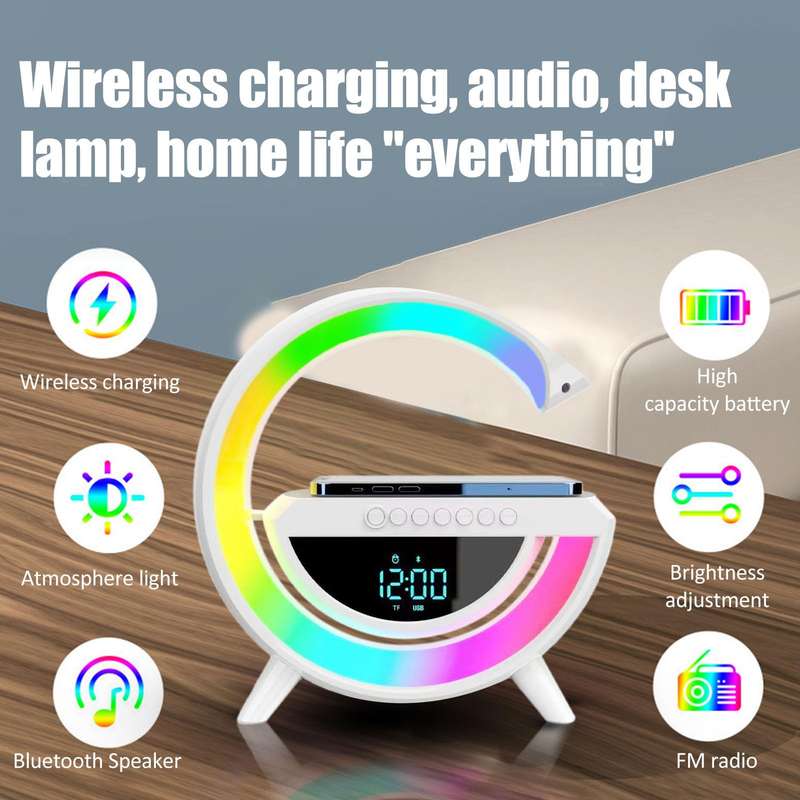 Wireless Speaker Charger,Smart Lamp Speaker With Wireless Charger,Dimmable Night Light G Speaker Lam
