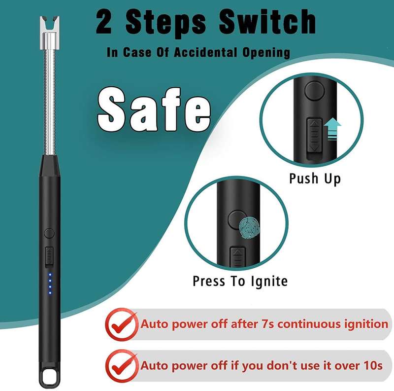 Rechargeable Electric Gas Lighter Kitchen Lighter Chargeable USB Arc Long Lighter for Candle Flexibl