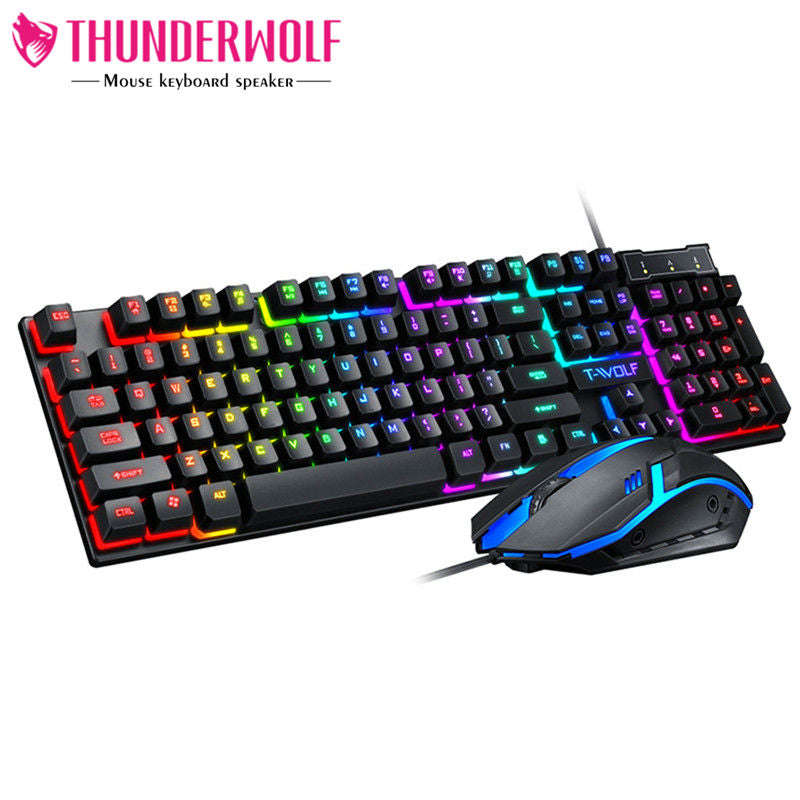 TWOLF TF200 gaming wired keyboard and mouse combo computer mechanical feel backlight for PC desktop