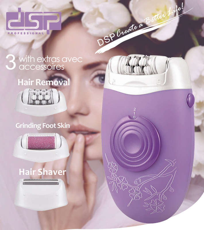 DSP Lady Epilator 2 In 1 Three-Knife Quick Clean Comfortable Shaving Peeling Skin Easy To Operate Lo