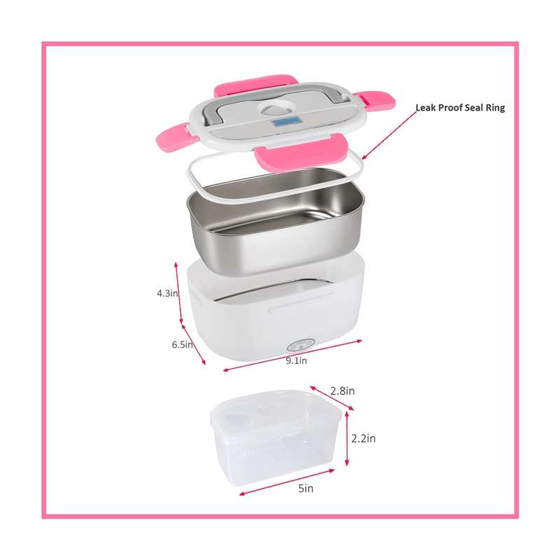 Electric Lunch Box Food Heater, 220V 40W Faster Portable Food Warmer Heated Lunch Box for Adults, Re