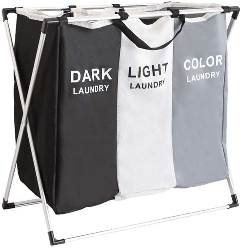 Waterproof Sorting Basket Trash Can Hotel Bathroom, Laundry Basket Foldable 2 Or 3 Sections Dirty Cl