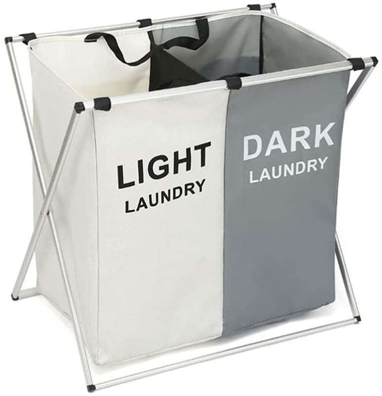 Waterproof Sorting Basket Trash Can Hotel Bathroom, Laundry Basket Foldable 2 Or 3 Sections Dirty Cl
