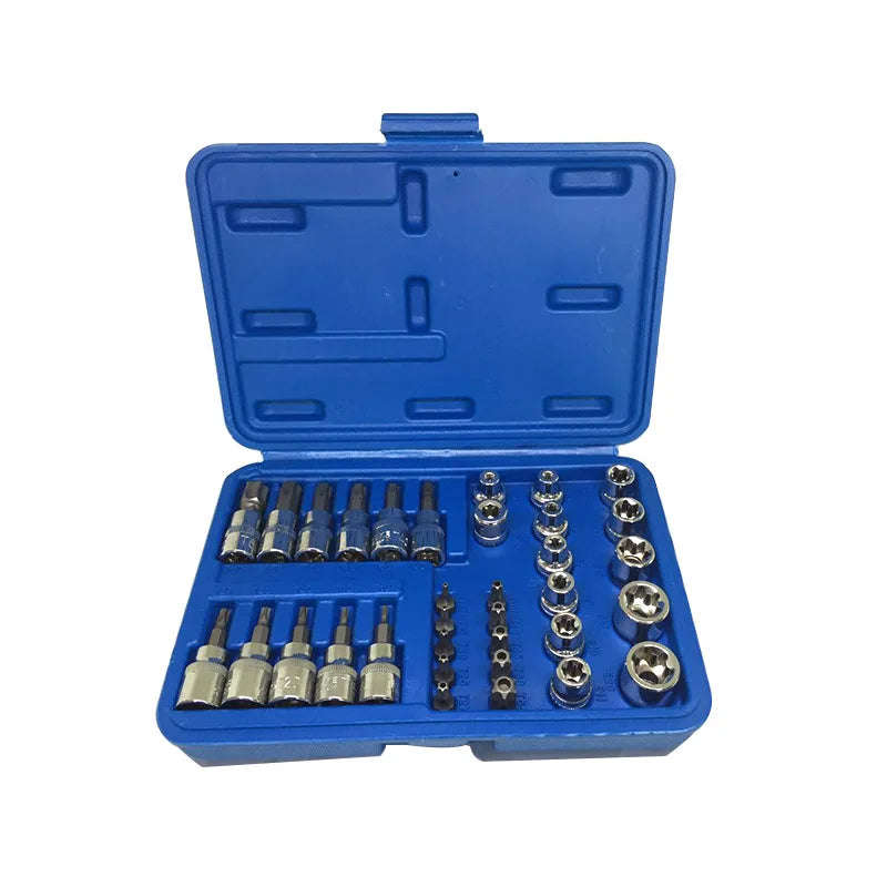 High quality 34pcs chrome vanadium steel press batch sleeve star E socket Torx bits holder