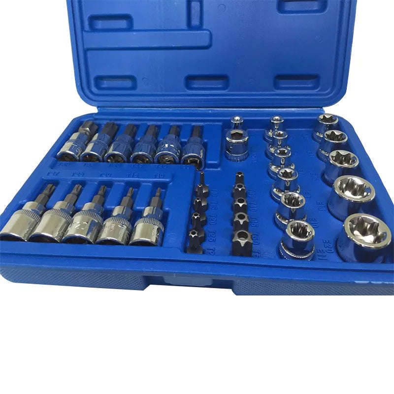 High quality 34pcs chrome vanadium steel press batch sleeve star E socket Torx bits holder