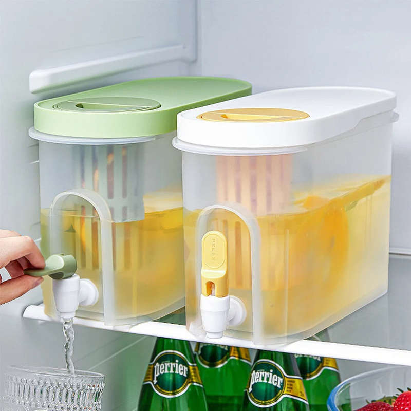 Cold Water Bottle With Faucet Lemon Bottle Drinkware Kitchen Iced Drink Fruit Tea Drink Cool Water j