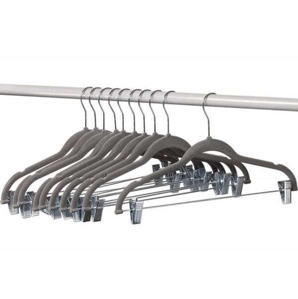 Clip Flocked Velvet Hangers Pack - GREY