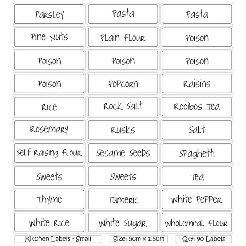 Kitchen Labels - small