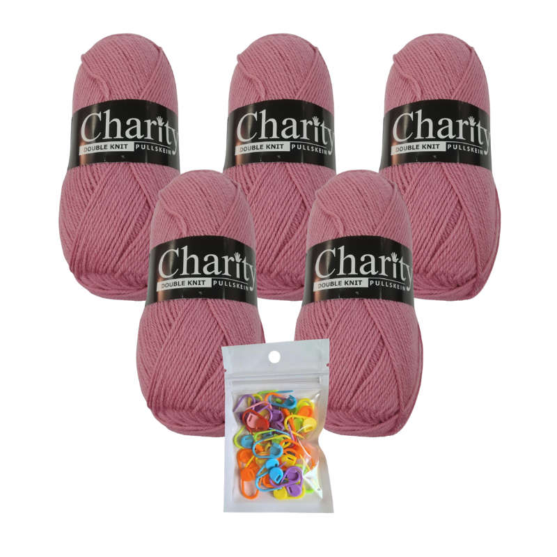5 x 100g 053 Pale Rose Charity Double Knit Pullskein