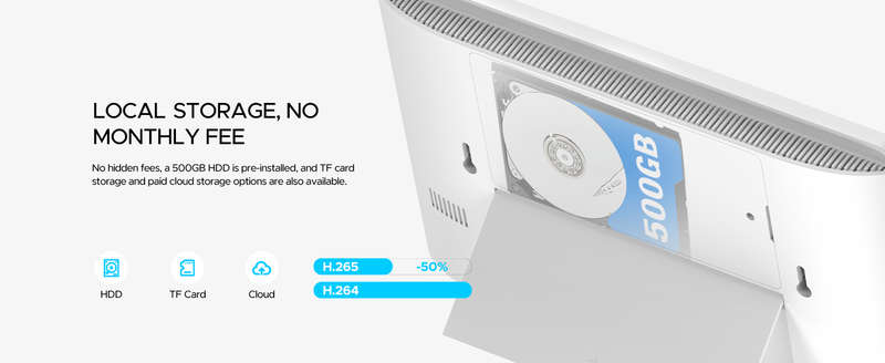 Camcamp Solar Security Camera System Wireless Outdoor with 10" IPS Monitor & 500GB HDD