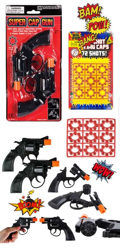 Classic Revolver Style Toy Cap Gun with Caps