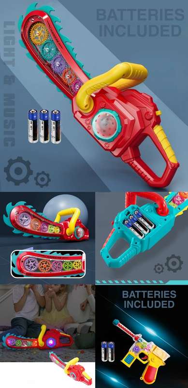 Kiddies Pretend Play Electric Gear Saw and Electric gear Mauser Pistol Toy