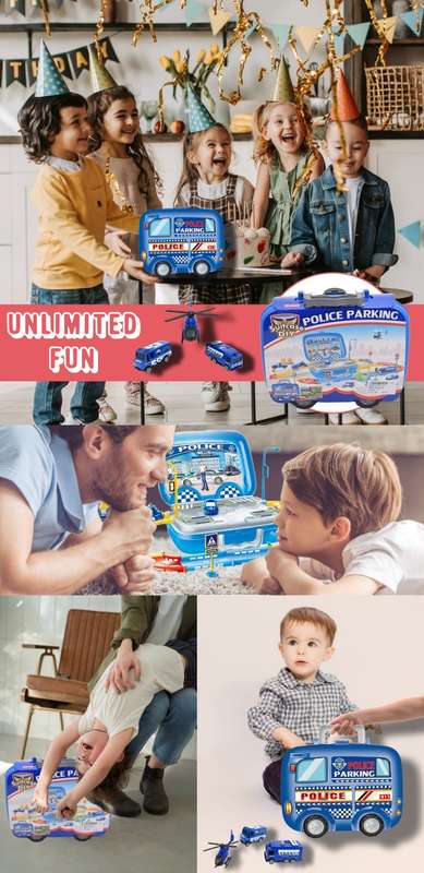 Police Parking DIY Suitcase - Toy Play  Set